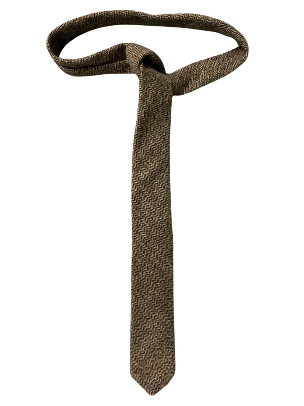J.Crew The Wool Tie Brown Herringbone Necktie 59” x 2.5” Preppy Quiet Luxury